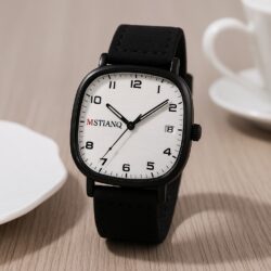 MSTIANQ LEATHER WATCH-Black & White